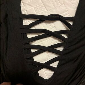 LACE NECK BLACK TOP